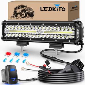 lot 20035 image: LEDKITO 12in LED Light Bar Spot Flood Combo with Rocker Switch Wire Harness