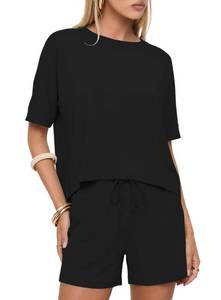 lot 20040 image: Darong Womens Travel Outfit Oversized Tshirts & Shorts 9241 Black M