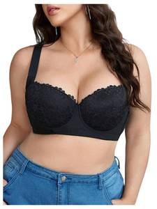 lot 20045 image: OYOANGLE Womens Plus Size Floral Lace Underwire Bra Black (Plus Size XL)