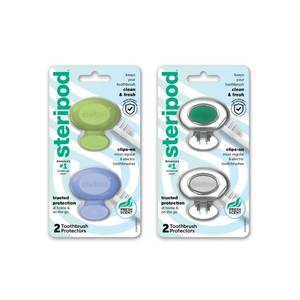 lot 20055 image: Steripod Clip-On Toothbrush Protector, Multicolor, 4 Count