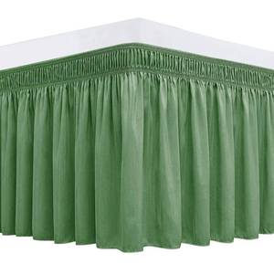 lot 20056 image: Wrap Around Queen Size Bed Skirt 17 Inch Drop-Elastic Dust Ruffle Sage
