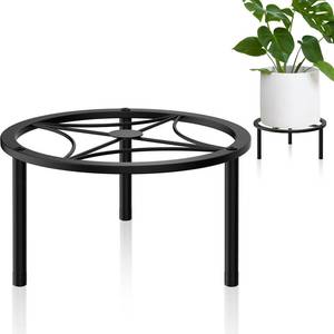 lot 20062 image: TOSKING Heavy Duty Metal Plant Stand - 9 Round Geometric Pattern, Adjustable Non-Slip Leveling Feet, Rustproof, Decorative Display Shelf for Small to Medium Plants, IndoorOutdoor, Black (9Dia x 5.2H)