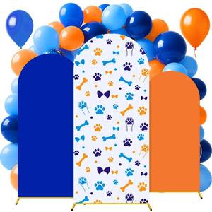 lot 20084 image: Tingjoo 3 Pack Arch Backdrop Cover Stretchy Blue Dog Themed 6Ft 6.6Ft 7.2Ft