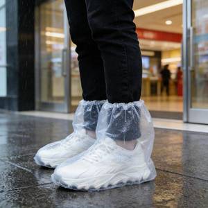 lot 20093 image: 20 Pcs Waterproof Shoe Covers for Rain, Non-Slip Disposable Rain Shoe Covers, Plastic Shoe Ponchos, Thickened PE Material Boot Covers for Men and Women (Clear)