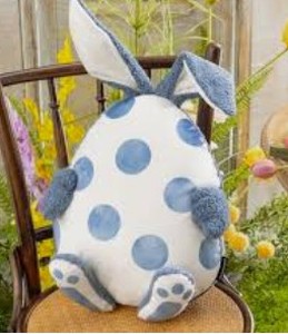 lot 8052 image: Plush Stuffed Animal Blue and White Polka Dot Creature