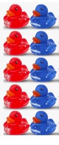 lot 8113 image: America Est. 1776 Patriotic Squeaky Toy Ducks Set 12 Pack
