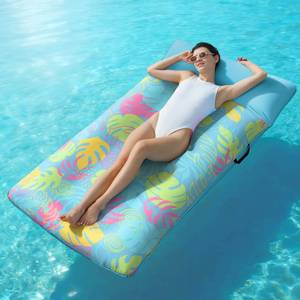 lot 1657 image: Sloosh Inflatable Pool Floats Raft - XL Fabric Covered Pool Mat Lounger Floaties for Adults, Ultra Comfort Inflatable Water Float with Headrest for Beach Lake Swimming Pool 72X35.7 (Light Blue)