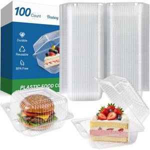 lot 1676 image: Dealusy 100 Pack Extra Heavy Duty Clear Slice Cake Carriers