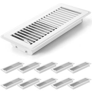 lot 1677 image: Coume 10 Pack 4 x 10 Floor Vent Covers Heavy Duty Floor Registers Metal Heat Vent Covers with Rust Proof Walkable Finish for Home Floor Grilles Vents(White)