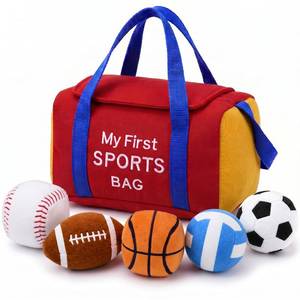 lot 1681 image: GERBIT My First Sports Bag Plush, Baby Sports Toys Plushie with 5 Pcs Ball Plushy for Toddlers, First Birthday Gifts for Boys Girls