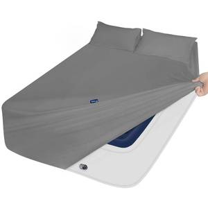 lot 1682 image: Moonsea Extra Deep Pocket Full Sheet Set for Air Mattress, 3Pcs Grey