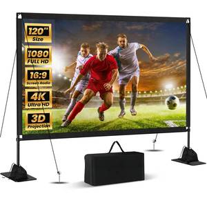 lot 1696 image: 120inch Projector Screen with Stand Portable Projector Screen Outdoor Indoor FrontRear169 4K HD with Carry Bag Sandbag- Movie Screen for Backyard Moive Night, Camping, Theater