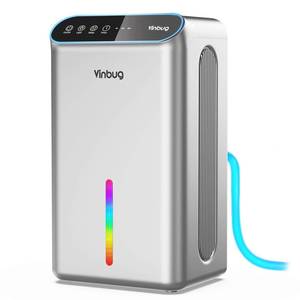 lot 1705 image: Dehumidifier for Home (98 OZ, 1000 sq ft), Small Quiet Dehumidifiers with Drain Hose, Auto Shut-Off, Sleep Mode, 3 Timer Modes, for Bedroom, Bathroom, Basement (Grey)
