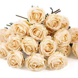 lot 1714 image: Suncalla 20 Pcs Fall Artificial Roses Orange Flowers Bulk, Champagne