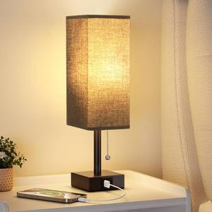 lot 1719 image: Black Bedside Table Lamp for Bedroom - Desk Lamp For Nightstand, USB CA