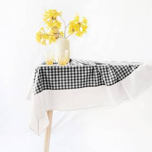 lot 2054 image: MONDAY MOOSE Gingham Checkered Farmhouse Rustic Picnic Style Decoration Rectangle Natural Stonewashed Cotton Tablecloth for Kitchen, Dining Room, Restaurant (55x70 inch, BlackWhite)