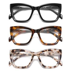 lot 2056 image: LKEYE Oversized Reading Glasses For Women Cat Eye Style Blue Light Blocking Square Computer Readers Designer Ladies Square Large Frame Fashion Cute Eyewear LK6085 3 Pack 1.50 Diopters