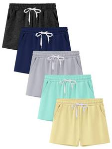 lot 2058 image: Resinta 5 Pack Girls Athletic Shorts Dry-Fit Soccer Basketball Shorts Performance Teens Shorts with Drawstring and Pockets, 1012 year old