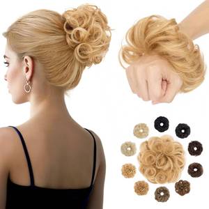 lot 2064 image: Hairro Messy Bun Hairpiece Human Hair 1 PCS Ash Blonde Mix Bleach Blonde