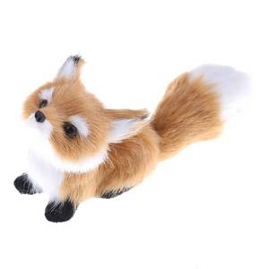 lot 2065 image: GUDVES Simulation Brown Fox Toy Furs Squatting Fox Model Home Decoration and Kids 6-Inch Plush Mini Fox (Pitching)