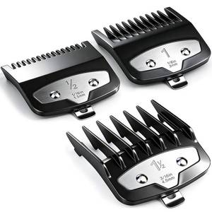 lot 2074 image: Clipper Guards Set Compatible with Wahl Clipper, Black, 3 Piece