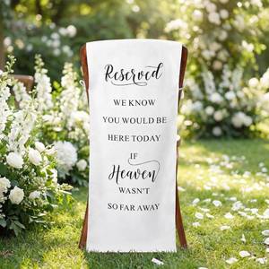 lot 2082 image: HunnmingRe Reserved Wedding Chair Sign Banner Loving Memory Signs for Wedding with Love from Heaven Cotton Linen 15 x 50 Save a Seat for Someone in Heaven(White,Linen,Classic)