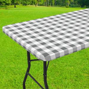 lot 2083 image: Smiry 5 Foot Picnic Table Cloth, Flannel Backed Fitted Vinyl tablecloths
