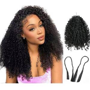 lot 2085 image: Knotless Pre-Separated Crochet Hair Extensions Human Hair Micro Twists Feather Hair ExtensionsAfro Kinky Curly Feather Line Hair Extensions 100% Human Hair Natural Color 16 Inch 120g