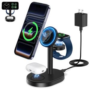 lot 2092 image: Mag-Safe Charger 3 in 1 Charging Station for iPhone Apple Watch AirPods