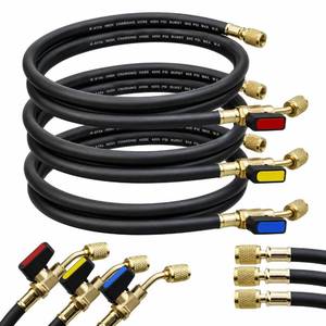 lot 2103 image: AC Hose Kit & HVAC Hoses �� 3-Pack 72 Low Loss Refrigerant Hoses with Ball Valves, 14 SAE Flare, for R134A R12 R22 R502 R1234yf, AC Recharge Manifold Hose & HVAC Tools, 800 PSI