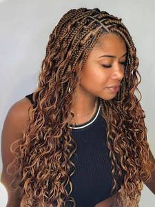 lot 2123 image: Goddess Box Braids Crochet Hair for Black Women 18 Inch Boho Braids, 30