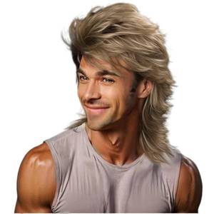 lot 2169 image: Sabosi Mullet Wig Blonde 80s Men Wig,Punk Rocker Hair Party Daily Halloween Costumes Long Wigs