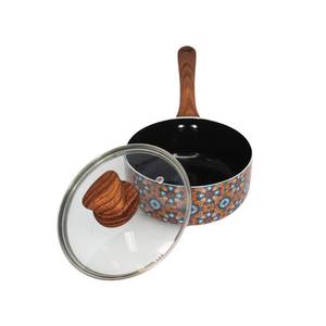 lot 2173 image: IMUSA 1.5 Qt Talavera Aluminum Black Ceramic Saucepan with Glass Lid
