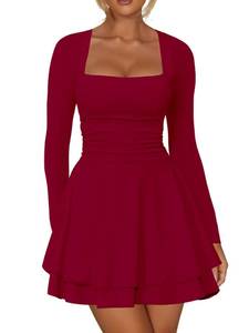 lot 2178 image: Kaximil Womens Corset Long Sleeve Party Mini Dress, Medium, Wine Red