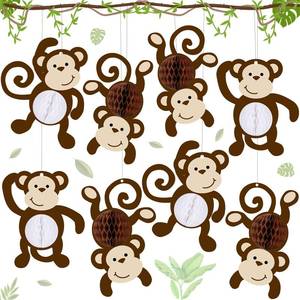 lot 2183 image: Kanayu 12 Pcs Monkeys Cutouts Honeycomb Party Decorations Jungle Safari