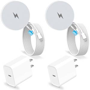 lot 2184 image: 10FT Magnetic Wireless Charger,2Pack Fast Apple Mag-Safe Charger Magnet Pad