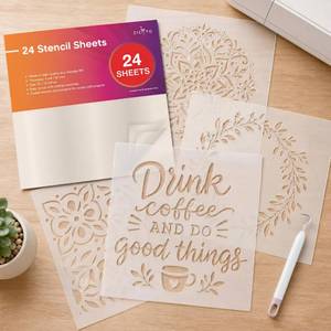 lot 2188 image: Easy Cut Stencil Sheet Set of 24-12x12 Mylar for Cricut Vinyl Cutting