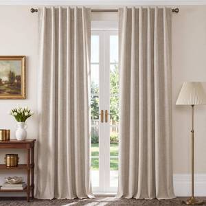 lot 2190 image: NICETOWN 100% Blackout Linen Curtains for BedroomLiving Room 90 L, 2 PCs