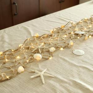 lot 2194 image: SUNSET HOME Seashell Garland Net Lights 6.5FT 55LED Warm White, USB & Battery Powered Remote Timer Dimmer, Starfish Sand Dollar Shell Decor for Beach Bedroom Coconut Girl Coastal Room Decor