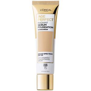 lot 2196 image: LOreal Paris Age Perfect Radiant Serum Foundation with SPF 50, Rose Ivory, 1 Ounce