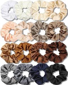 lot 2210 image: IVARYSS Satin Scrunchies for Women, Soft Than Silk for Hair, Fashion Ties and Bands for Thin  Thick Hair Styling, 16 Pack (Neutral Color)