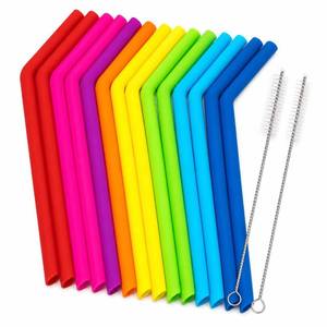 lot 2221 image: Reusable Silicone Straws for Tumblers, Smoothies & Kids Drinks �� 15 Pack Flexible BPA-Free Drinking Straws with 2 Cleaning Brushes �� Soft on Teeth & Lips �� Fits 20oz & 30oz Tumblers