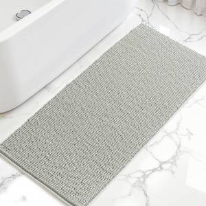 lot 3001 image: SUBRTEX Bathroom Rugs, 24 x 55 Chenille Bath Rug Soft Short Plush Bath Mat Soft Shower Mat Water Absorbent Shower Mat Quick Dry Machine Washable, Light Gray