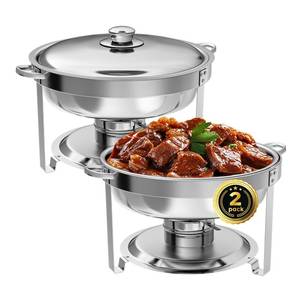 lot 3002 image: IMACONE Round Chafing Dish Buffet, 2 Pack, 5QT Chafing Dishes for Buffet