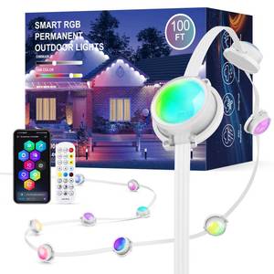 lot 3003 image: JOH Permanent Outdoor Lights, 100FT with RGBIC Smart LED Outdoor Lights for House, App & Remote Control, DIY Scene Modes, IP67 Waterproof Christmas Light, Holiday, Party, Halloween Decorations