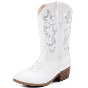 lot 3012 image: LAURMOSA Girls Cowboy Boots White Cowgirl Boots for Girls Size 1