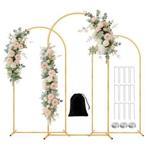 lot 3017 image: 3 Pack Metal Arch Backdrop Stand(6 ft, 5 ft, 4 ft) Balloon Arbor Frame