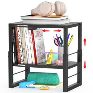lot 3019 image: LIDTOP Locker Organizer Shelf School, Adjustable Width and Height, Stackable Metal Locker Storage Organization, Ideal Locker Fits Standard Size School, Office, and Gym Lockers, Black