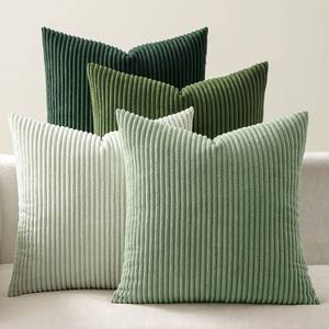 lot 4011 image: EMEMA Sage Green Decorative Throw Pillow Covers 18x18 Inch Set of 4