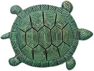 lot 4029 image: Sunset Vista Designs Garden Path Cast Iron Stepping Stone, 10 x 13, Turtle - Verdigris